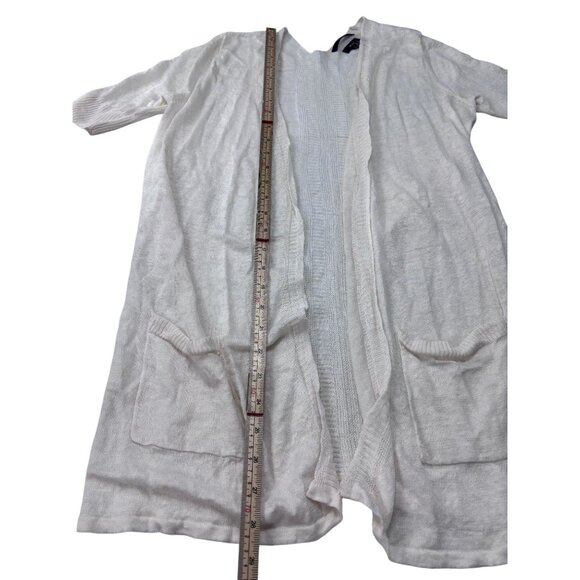 Tahari Womens Open Front Lightweight Linen Cardigan With Pockets Short Sleeves S - Picture 7 of 11